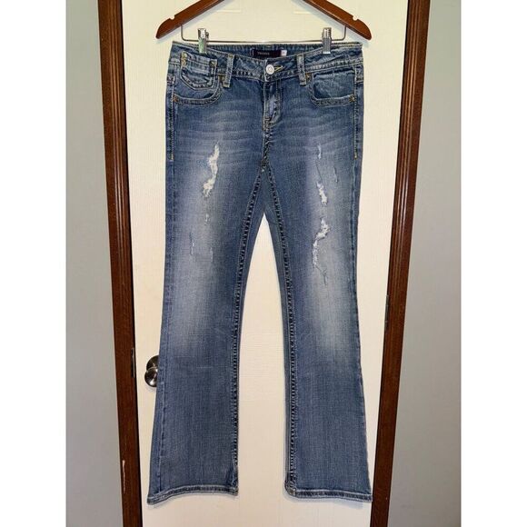 Vigoss Mid-Rise Distressed Flare Jeans Size 7 - Picture 1 of 13